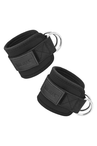 Aolikes 1pair Black Adjustable Padded Ankle Wrist Cuffs Padded Straps D-ring Glute Kickback For Cabl
