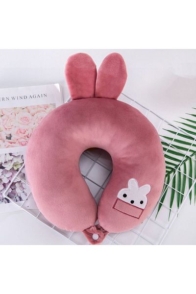 Choice Rabbit Adult Children Travel Pillow Soft Short Plush Cartoon U-shaped Pillow Portable Outdoor Nap Fl
