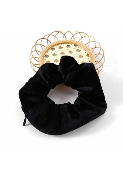 Choice Black Portable Sight Secret Hair Tie Hidden Safe Storage Case Hair Scrunchie With Zipper Hide Key