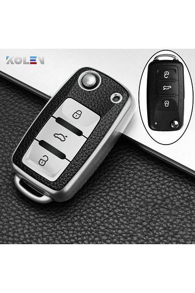 Choice Sliver Leather Tpu Car Remote Key Cover Case Fob For Volkswagen Vw Bora Polo Tiguan Jetta Passat B5