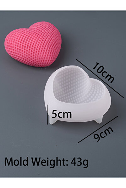 Choice قالب شمعة سيليكون على شكل قلب شبكي L S/M/L مصنوع يدويًا ثلاثي الأبعاد ...