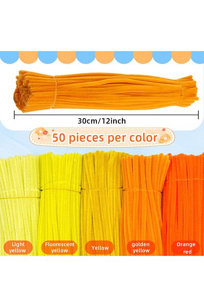 Choice Mixed Yellow 250 Pieces Pipe Cleaners Chenille Stems 5 Assorted Yellow Colors Craft Supplies Bulk Fo
