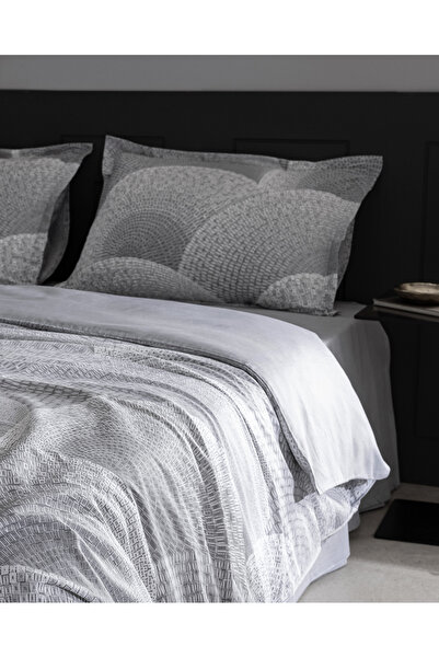 Madame Coco Rochelle Single 100% Cotton Printed Satin Duvet Cover Set - Gray