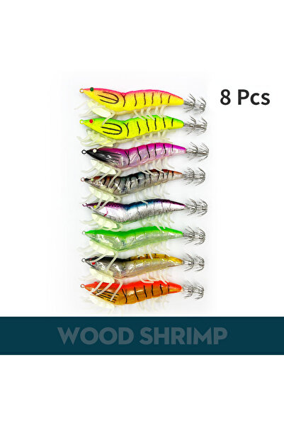 jooyoo 8 قطع من خطافات الحبار الخشبية من Lua ذات الألوان العشوائية مع خرزات خ...