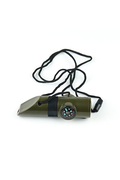 Choice green 7-in-1 Multi-Function Portable Survival Whistle，High-strength Compass Magnifying Glass Signal