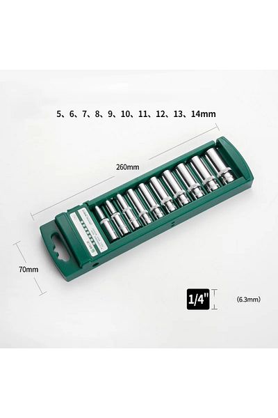 Choice 1-4 Long 10pcs Hex Socket Wrench Head Set For Ratchet 1/4 3/8 1/2 Short Long Socket Deep Nut Driver
