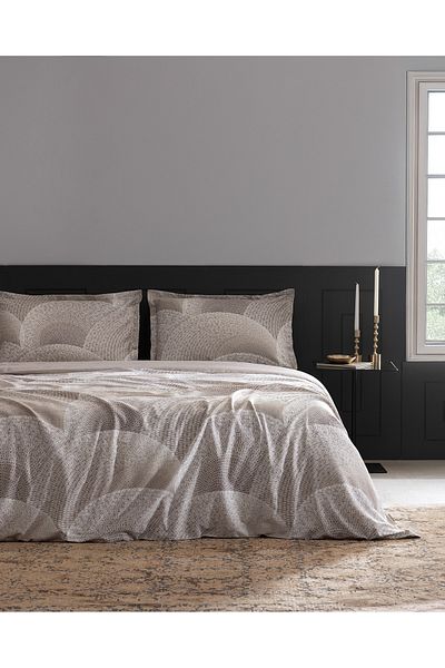 Madame Coco Rochelle Beige Double Satin Duvet Cover Set - 100% Cotton Printed