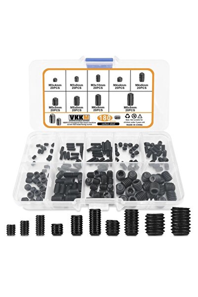 Choice 180 قطعة 180 قطعة سوداء M3 إلى M8 سداسية المقبس محرك مجموعة مسامير الك...