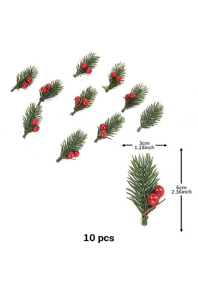 Choice 10pcs Green 10pcs Mini Plastic Simulation Red Berries Bouquet Christmas Artificial Pine Needle Berry