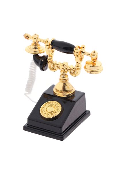 Choice A4 New 1:12 Miniature Phone Model Alloy Vintage Retro Rotary Telephone Phone Dollhouse Decoration Ac