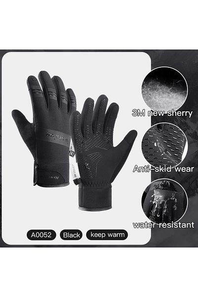 Choice M Black Waterproof 3M Gloves Black Waterproof Winter Warm Cycling Outdoor Sports Running Riding Moto