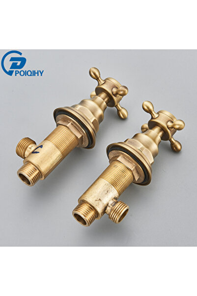 Choice مقبضان من النحاس العتيق لصنبور الحوض، مثبت على السطح، صمام تحكم ساخن و...