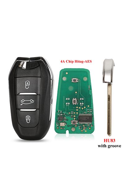 jingyuqin Hu83 Key 4a Jinyuqin Smart Keyless Go Remote Key 3 Buttons 433mhz 4a Pcf7945 Id46 Chip For Peugeot 3
