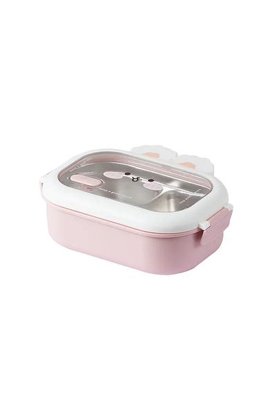 Choice Pink Stainless Steel Lunch Box Rabbit Design Divides Large Capacity Portable Sealed Bento Box Childr