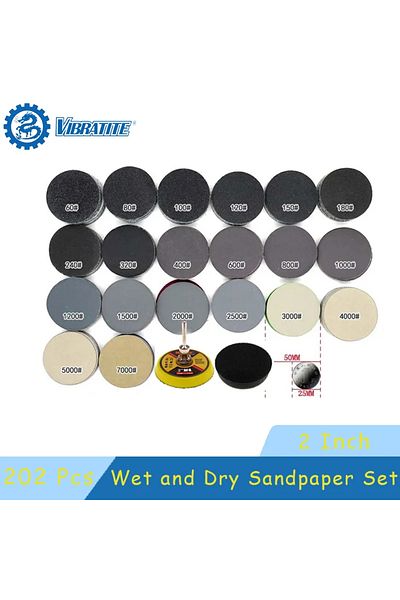 Choice Mixed 202 Pcs 2 Inch Wet Dry Sandpaper 202 Pcs Assorted 60-7000 Grit Sanding Disc 50mm With Hook &lo