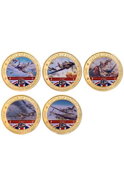 Choice 5 قطع عملات معدنية 5 قطع عملات تذكارية ذهبية لمعركة بريطانيا عملات تحد...