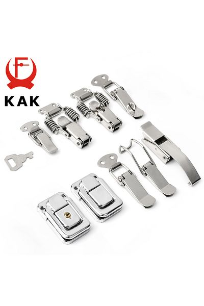 Choice 5PCS KAK J107 Hardware Cabinet Boxes Spring Loaded Latch Catch Toggle Hasp 46*21 Mild Steel Hasp ...