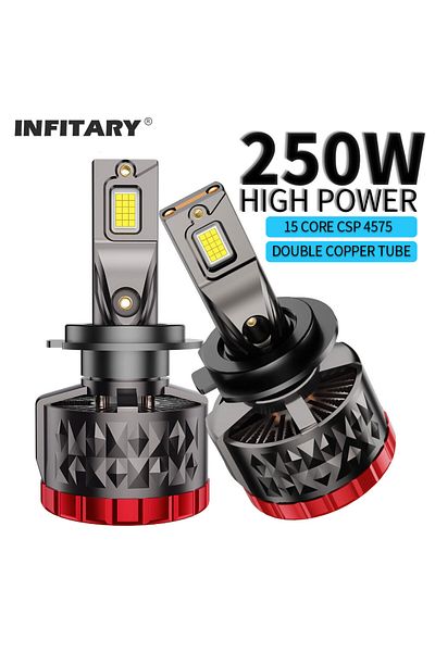 Choice مصباح أمامي للسيارة H11 Infitary H7 H4 LED 250 وات لمبة Canbus H8 H9 H11 Hb3 9005 Hb4 9006 مصباح 30000 لومن مزدوج