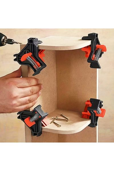 Choice Orange-4pcs Professional Woodworking 90° Right Angle Clamps - Premium Accurate Frame And Cabinet Ass