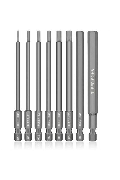 DAZZLEEX 8Pcs 1/4" Hex Shank Head Allen Wrench Screwdriver Socket Bit Metric Magnetic Screwdriver Bits Set