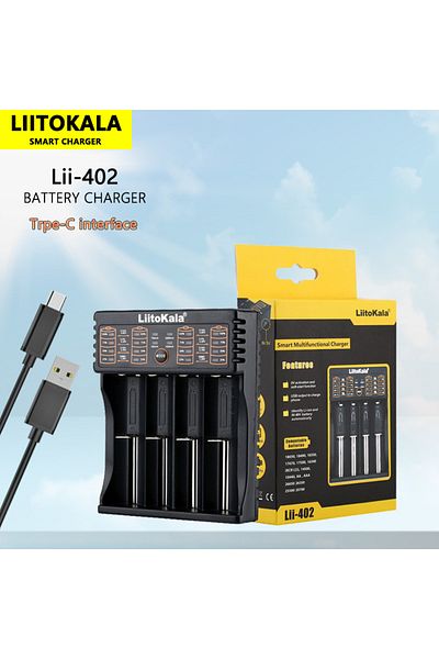 liitokala Lii-402 Lii-202 5V2A Output Type C- line Interface Universal 3.7V 3.2V 3.85V 18650 2170...