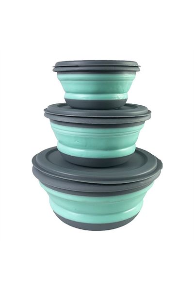 Choice Green 3pcs/set Bowl Sets Silicone Folding Lunch Box Folding Bowl Portable Silicone Folding Bowl Kitc