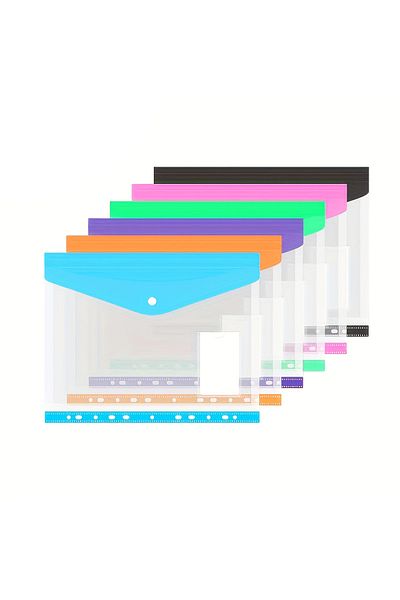 Choice 2315 6pcs Transparent Plastic File Bags - Suitable For 2/3/4 Ring File Bags, Office File Bags, Six C