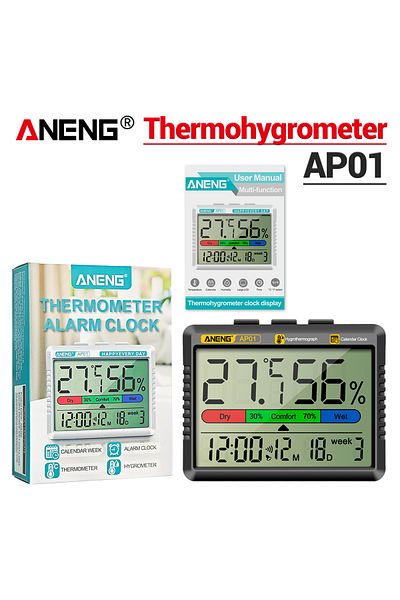 ANENG Ap01 Black Ap01 Lcd Digital Thermometer Hygrometer Indoor Room Temperature Humidity Meter Al