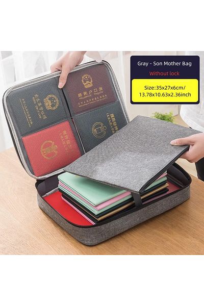 Choice Gray (EMPTY) Portable Office Document Storage Bag Organizer File Boxes Bins Basket Drawer Container