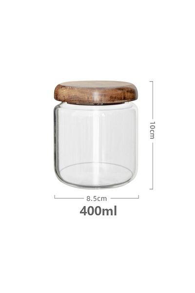 Choice M Kemorela Transparent Food Storage Container Jar Acacia Wood Round Tea Jar Dried Fruit Snacks Kitc.