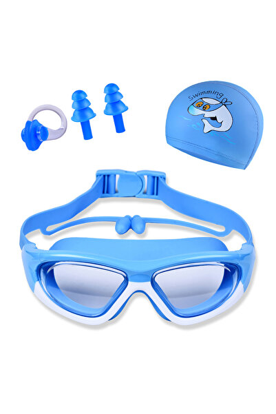 Choice نظارات سباحة زرقاء أخرى للأطفال للأولاد والبنات مضادة للضباب بإطار كبير