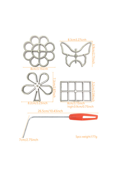 Choice مجموعة روزيت مكونة من 5 قطع من قوالب روزيت من الألومنيوم، قالب قلي الوافل المصنوع من سبيكة معدنية، قالب قلي الوجبات الخفيفة، قمع البسكويت