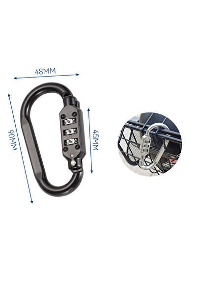 Choice مشبك تثبيت مركب أسود مكون من قطعة واحدة، سلسلة مفاتيح قفل بدون مفتاح ق...