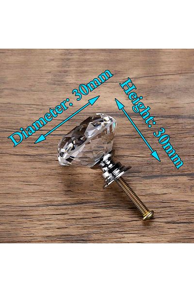 Choice 30mm Silver Kak 20-40mm Diamond Shape Design Crystal Glass Knobs Cupboard Drawer Pull Kitchen Cabine