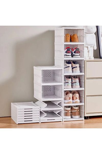 Choice 1pc Foldable Shoes Box Dustproof Thickening Footwear Organizer Cabinet Transparent Stackable Inst...