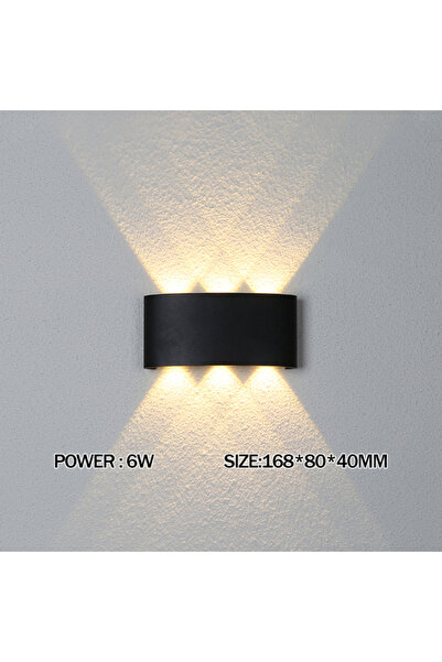 Choice مصباح حائط LED أسود 6 وات أبيض دافئ (2700-3500 كلفن) ثريا خارجية بجانب...