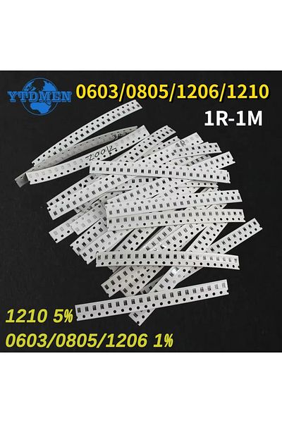 YTDMEN 660pcs 1206 1206 0805 0603 1210 Smd Resistor Sample Assorted Kit 1ohm-1m Ohm 1% 5% Resistance 33valu