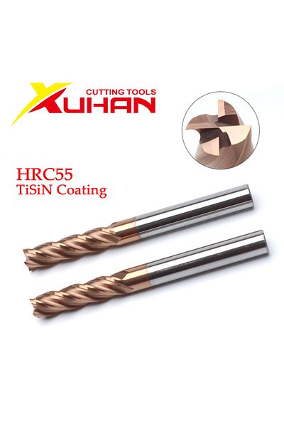 Xuhan tools 4x4dx50l-4f Hrc55 Carbide End Mill 1 2 4 5 6 8 10 12mm 4flutes Milling Cutter Alloy Coating Tungsten
