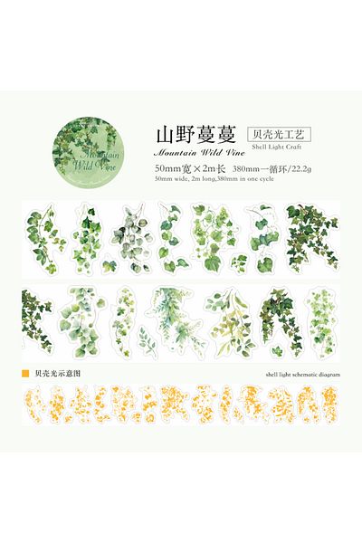 Choice 4 Jianqi 50mm*2m Pet Plant Vine And Branch Lamp Tape Sticker Decorative Collage Adhesive Diy Scrapb.