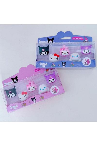 Choice 1 5pcs/set Cute Sanrio 3d Eraser Cinnamoroll Melody Kuromi Detachable Pencil Eraser Fun School Supp.