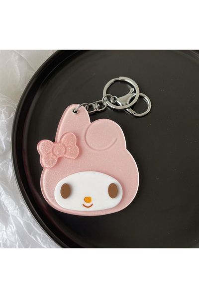 Choice My Melody Kawaii Cute Sanrio Hello Kitty Keychain Anime Portable Small Round Mirror Makeup Mirror Ca