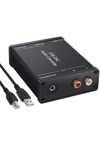 Choice محول صوت USB Dac أسود USB إلى رقمي محوري بصري 3.5 مم مخرج سماعة رأس ستيريو USB Audio