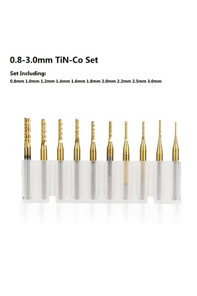 Choice 0.8-3.0mm Set Tin Xcan 10pcs Pcb Milling Cutter Set Pcb Milling Cutter Set 3.175mm Shank Carbide End