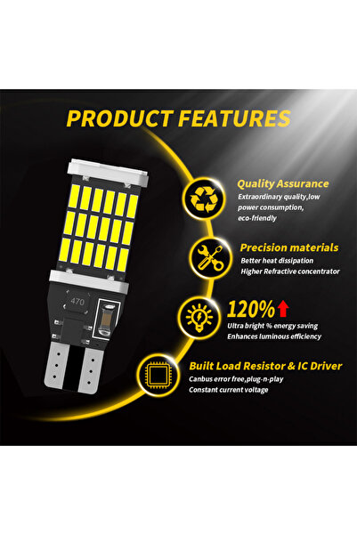 Choice1 2PCS White 2PCS Canbus T15 W16W WY16W LED Bulbs 4014 45SMD For Auto Bcakup Reverse Lamp Car Tail Bra