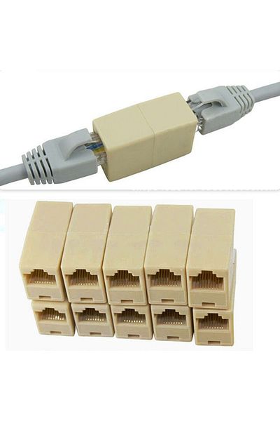 Choice 10 قطع 10 قطع موصل كابل شبكة إيثرنت مزدوج الرأس المستقيم لشبكة LAN وموصل Rj45 Cat 5 5e 6 6a