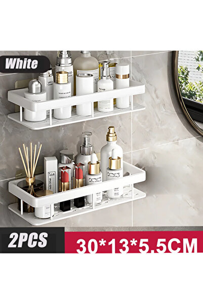 Choice رف حمام أبيض مكون من قطعتين، منظم تخزين للمطبخ، رف دش من سبائك الألومن...