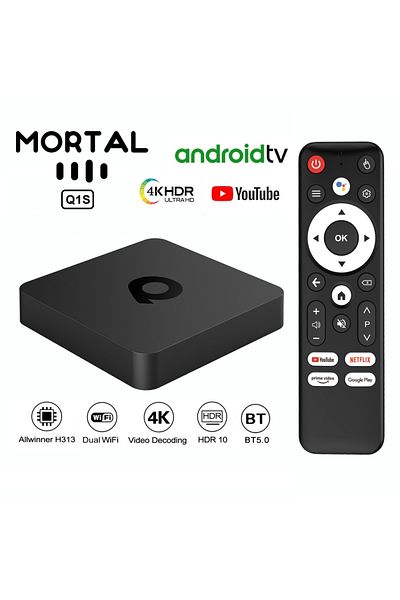 Choice صندوق تلفاز ذكي يعمل بنظام أندرويد AllwinnerH313 الإصدار العالمي Mortal Q1 S 4K Google Voice Assistant H.265 Ipt...