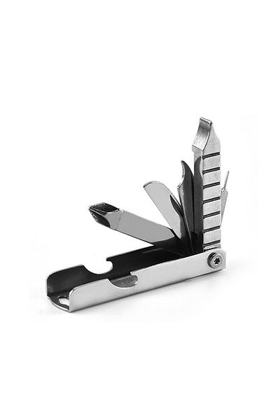 QDS Silver Portable Mini Stainless Steel Screwdriver Wrench Bottle Opener Combination Tool Set Outdoor