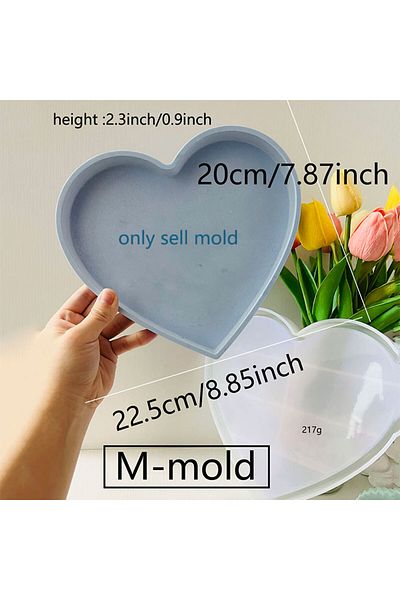Choice M-mold Big Heart-shaped Tray Concrete Mold Rose Storage Box Cement Candle Holder Trinkets Gypsum Dis