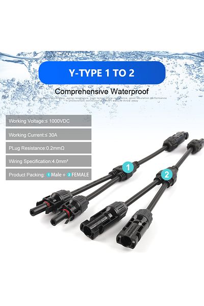 Choice Y Type Black 1 Pair Solar Connectors Y Branch Parallel Adapter Cable Wire Plug Tool Kit For Solar Pa